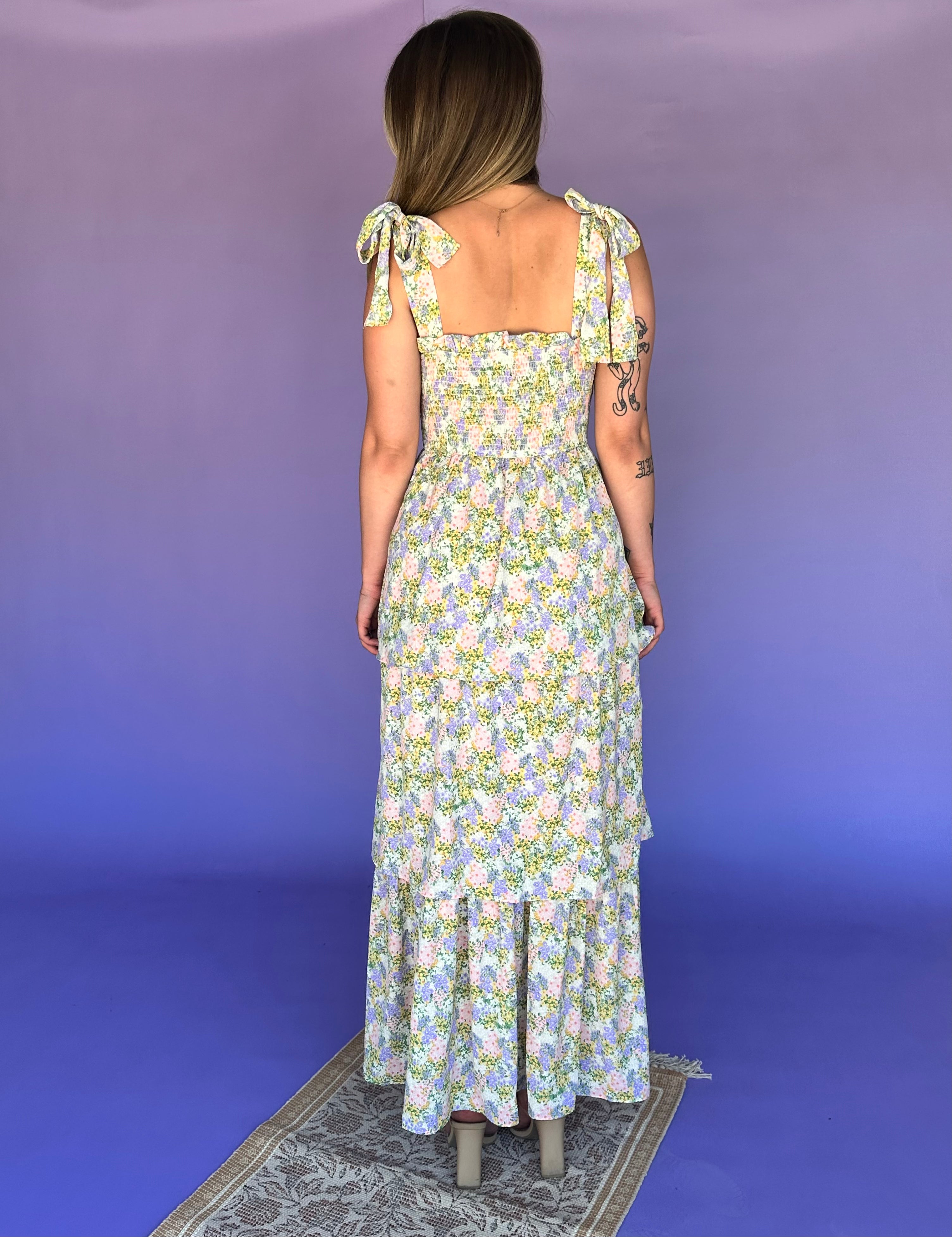 Evergreen Oasis Tiered Max Dress