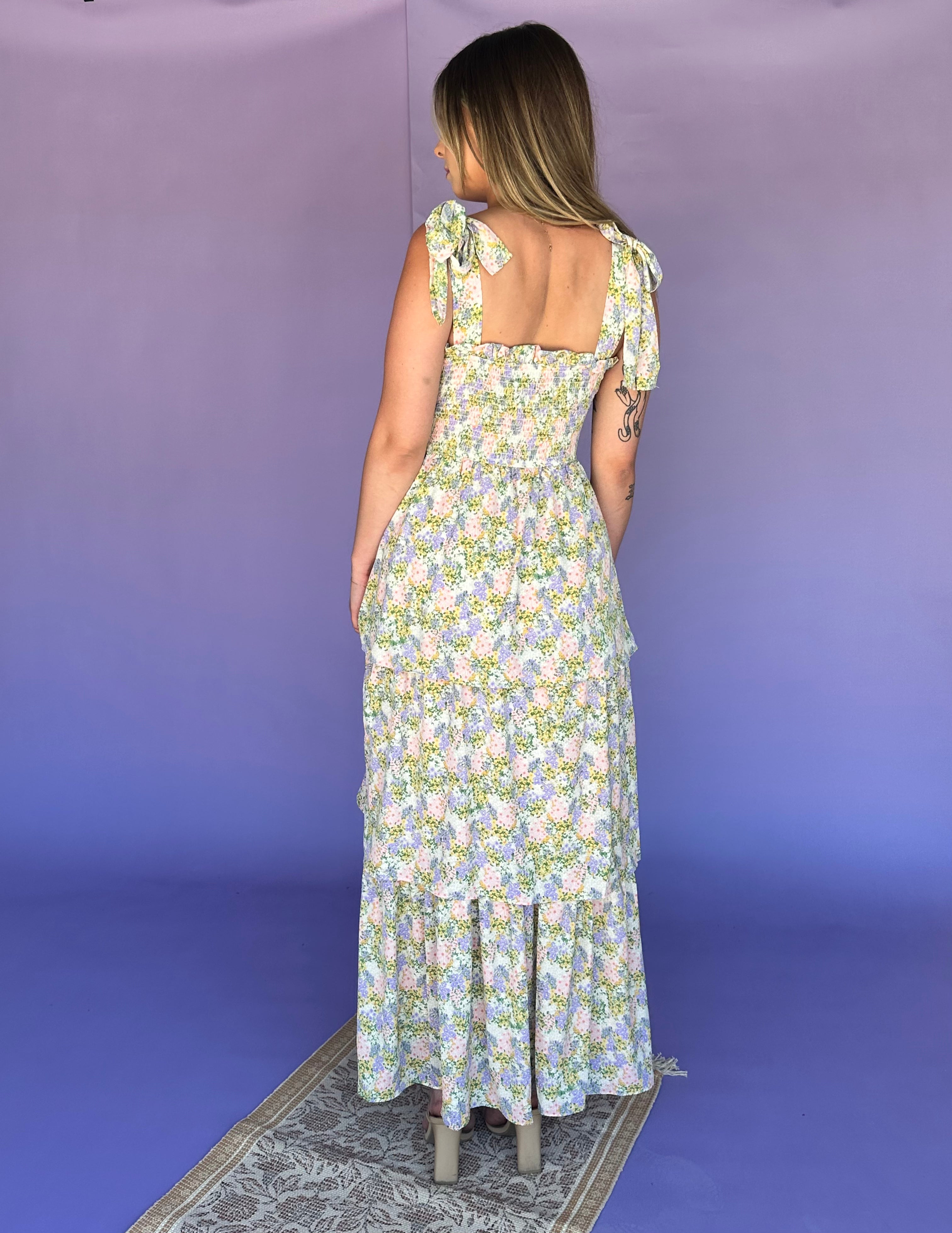 Evergreen Oasis Tiered Max Dress