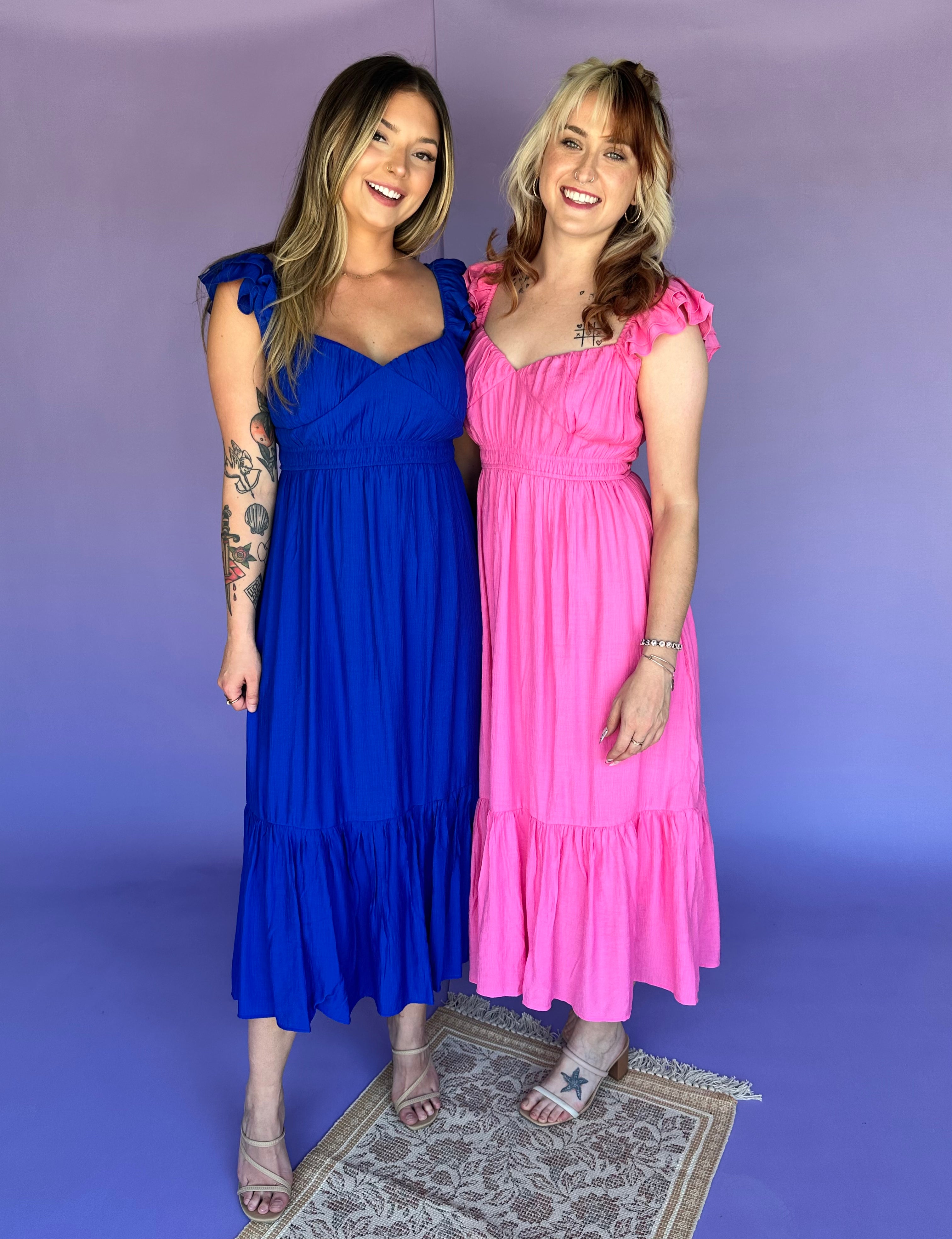 Sure Sweetheart Shirred Maxi Dress - Violet Blue