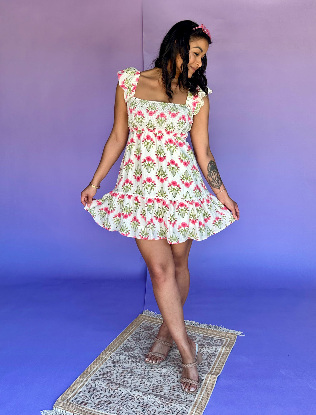 Radiant Zinnia Ruffle Sleeve Mini Dress