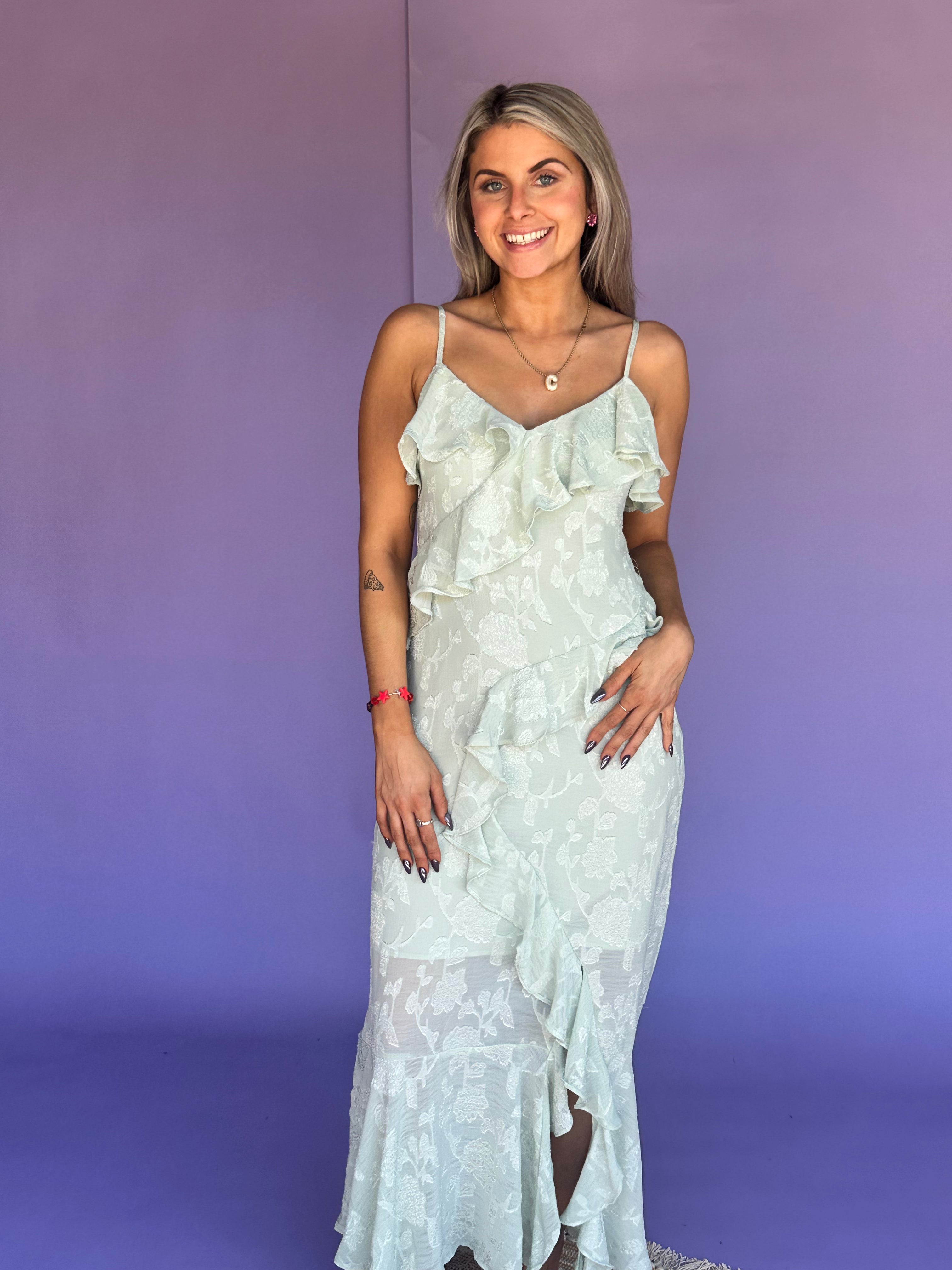 Majestic Princess Ruffle Maxi Dress