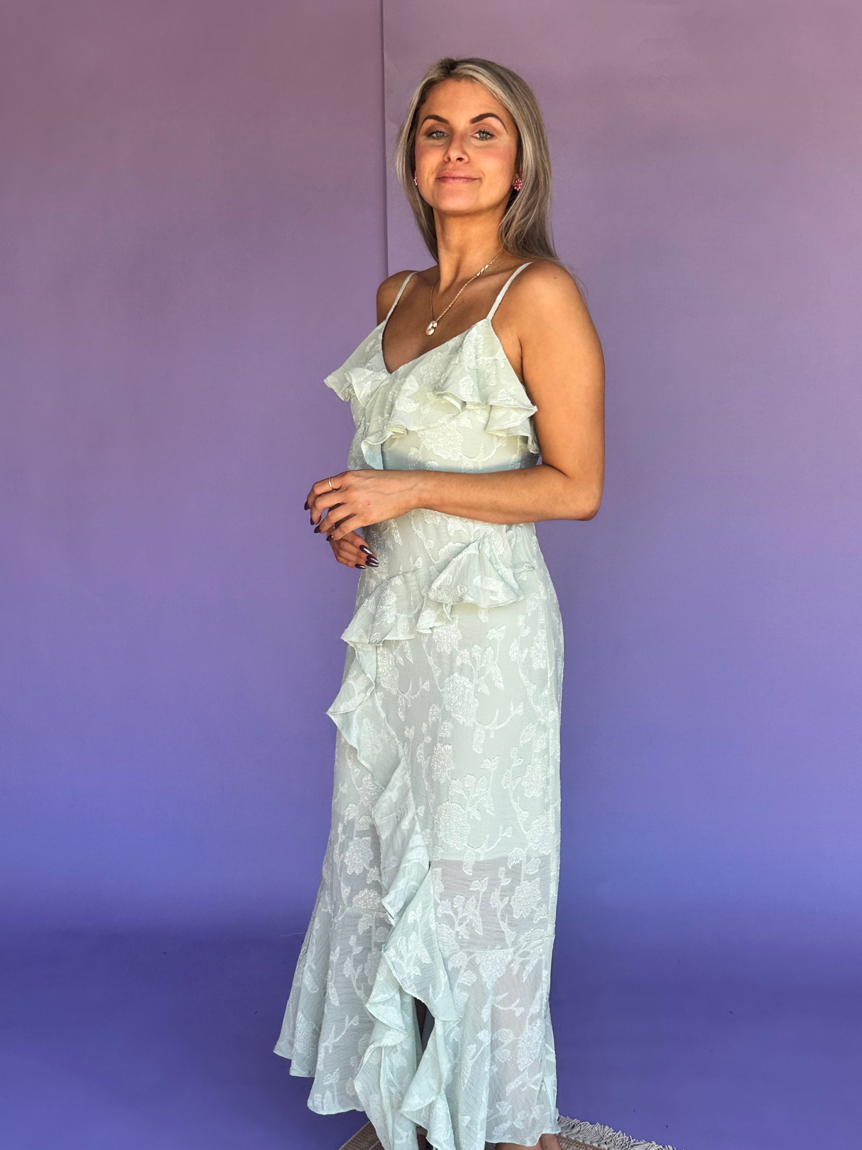 Majestic Princess Ruffle Maxi Dress
