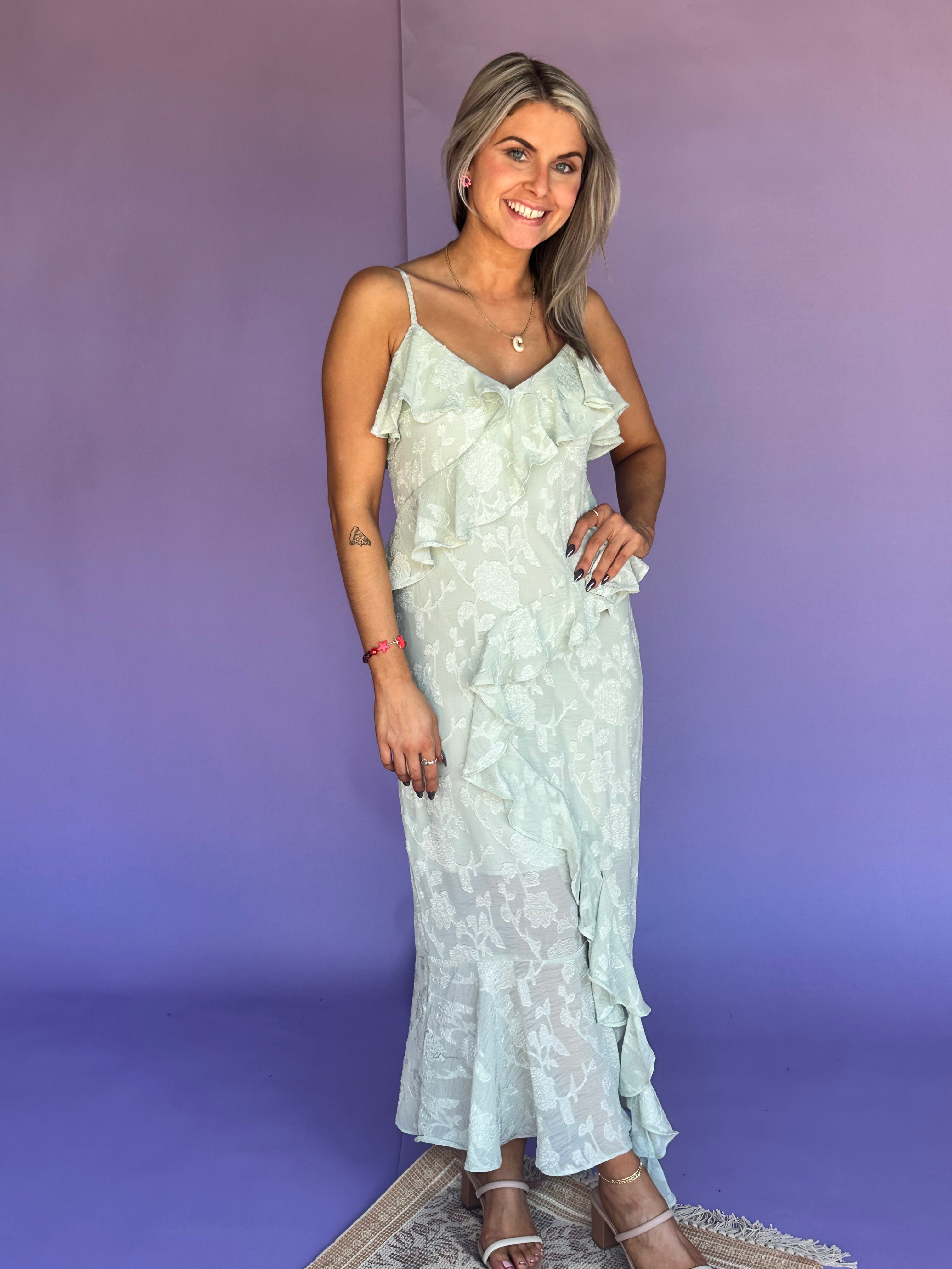 Majestic Princess Ruffle Maxi Dress