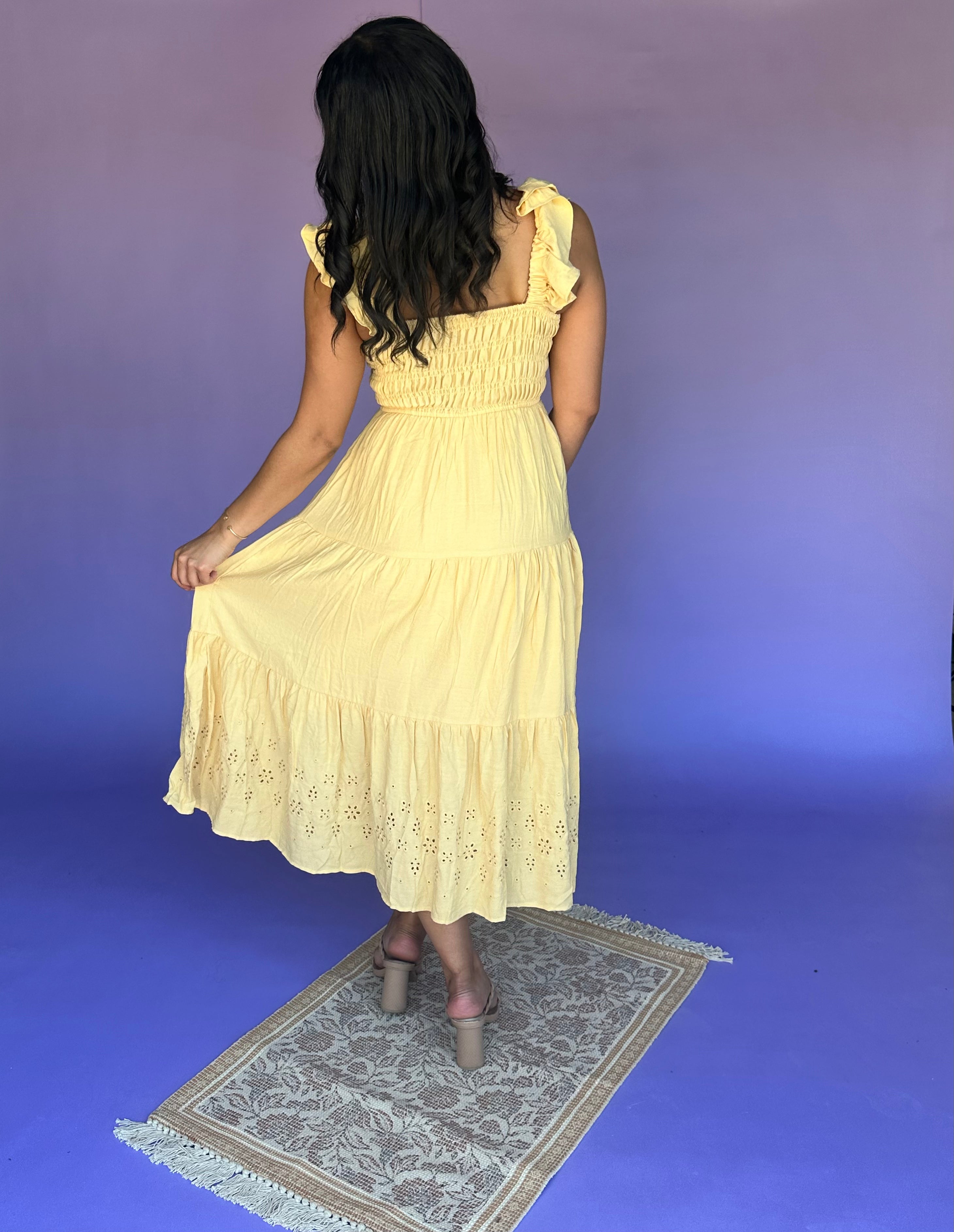 Brighter Side Tiered Maxi Dress - Sunny