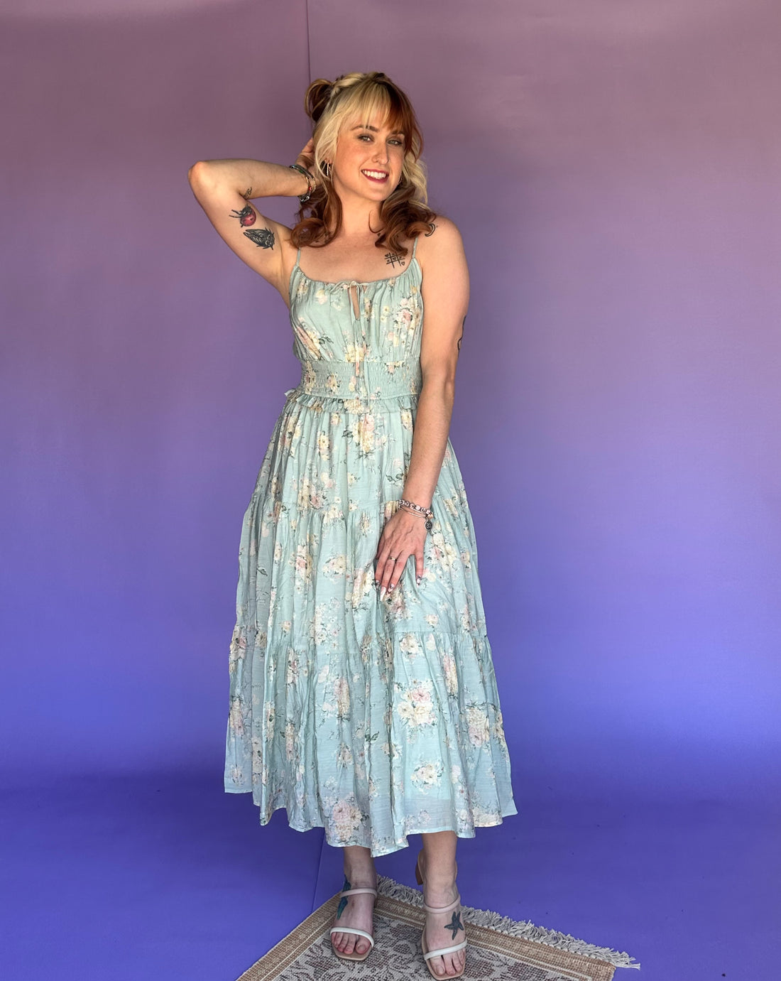 High Tea Floral Smocked Maxi Dress