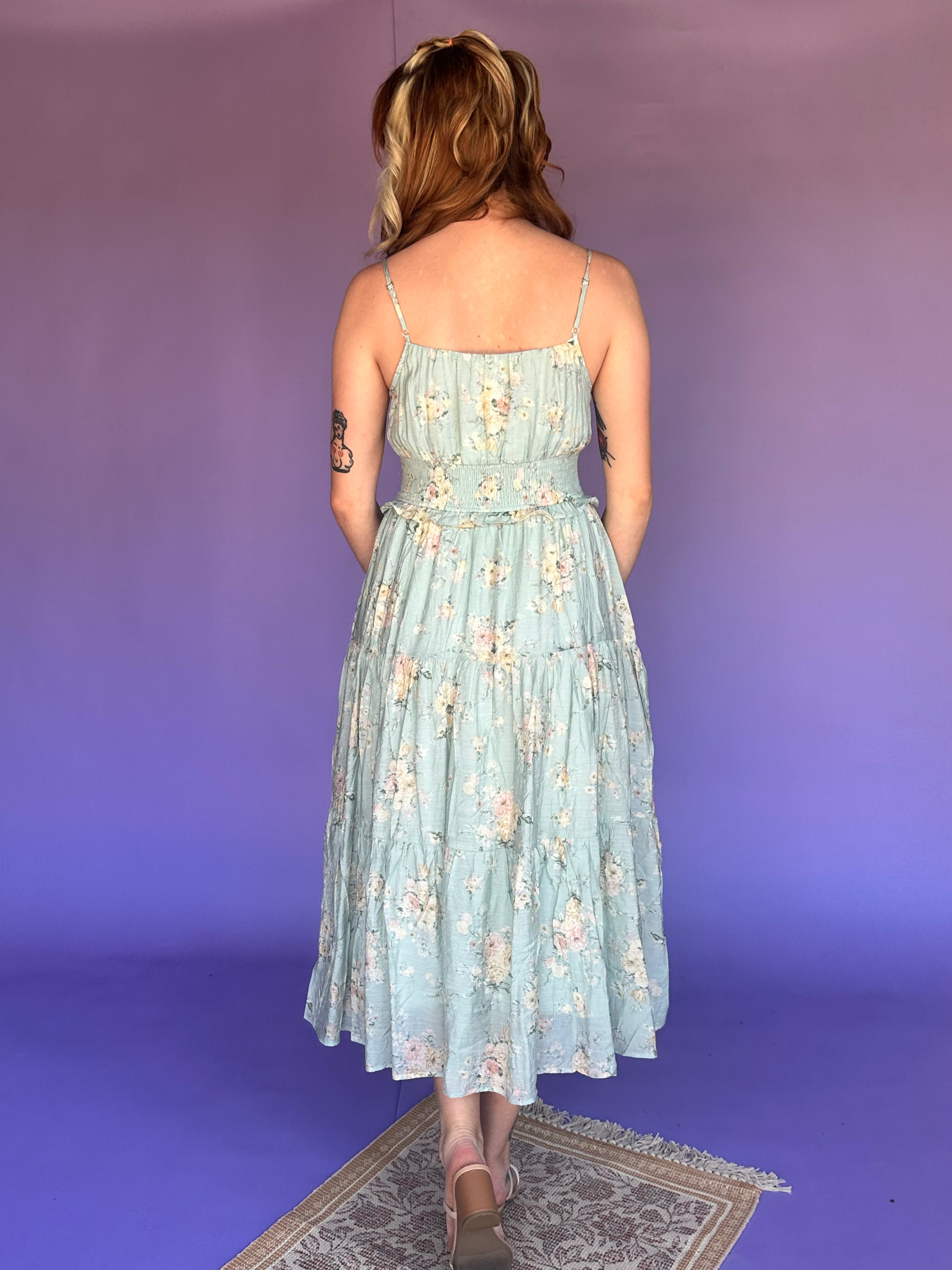 High Tea Floral Smocked Maxi Dress