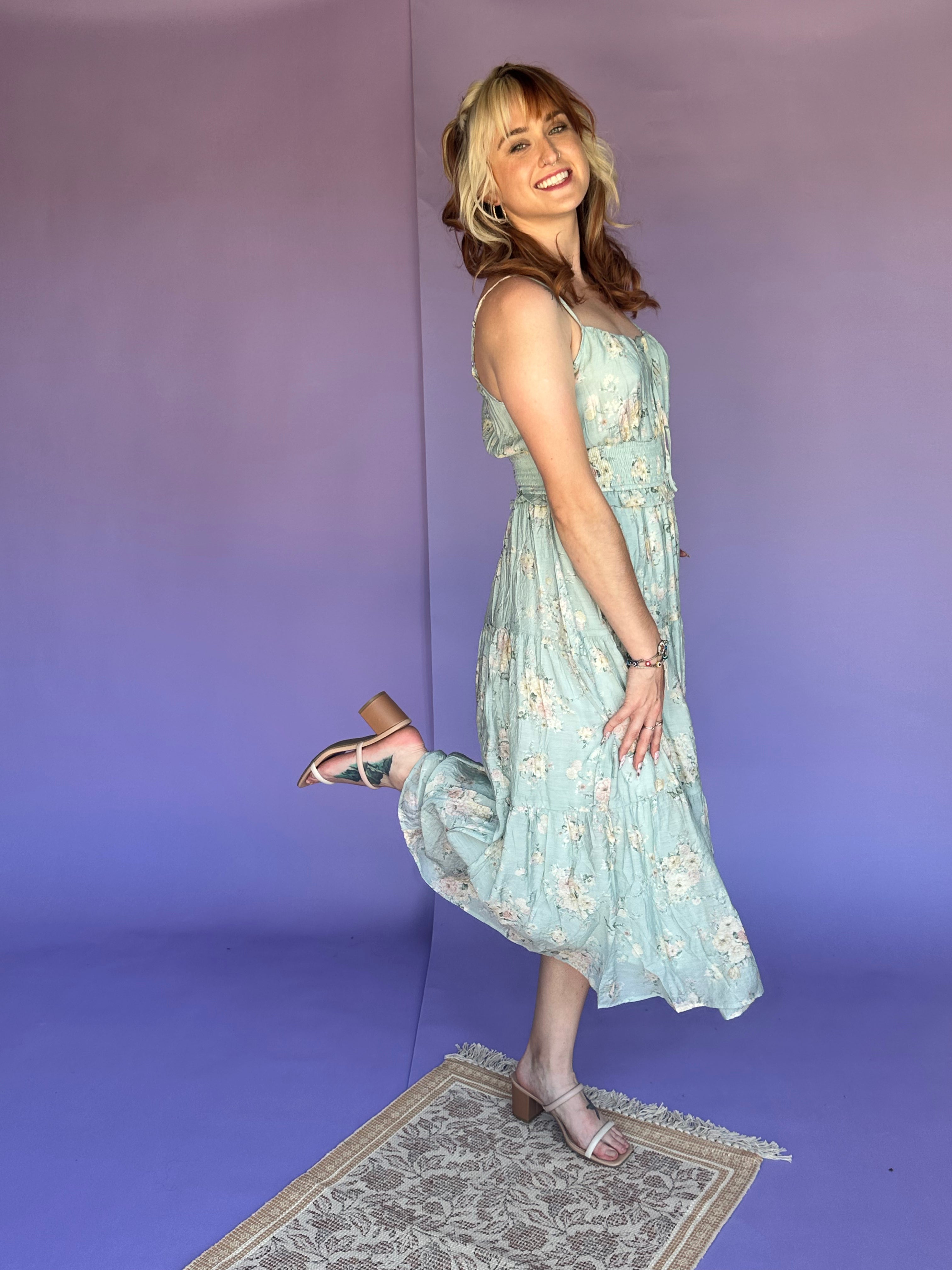 High Tea Floral Smocked Maxi Dress