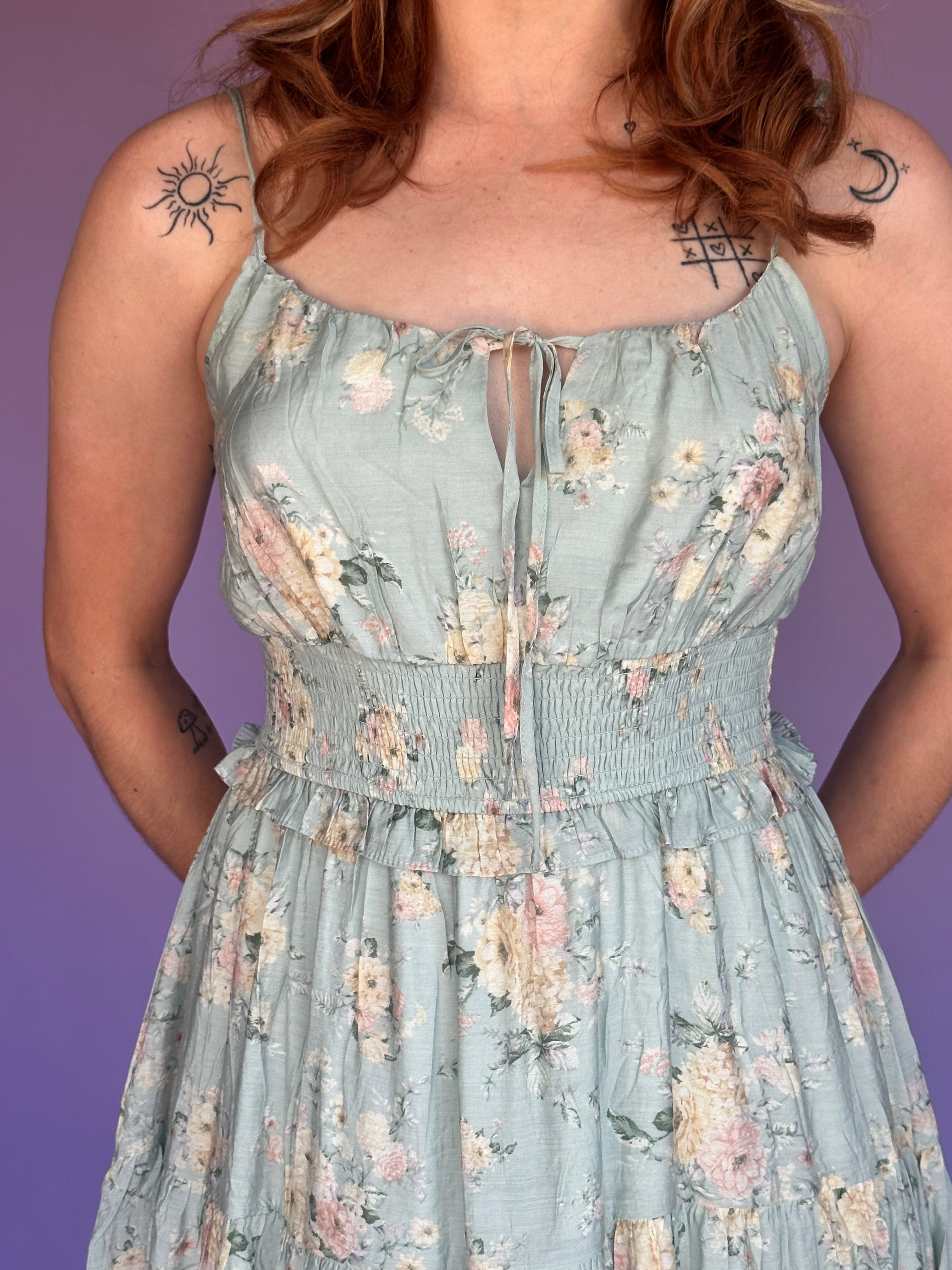 High Tea Floral Smocked Maxi Dress