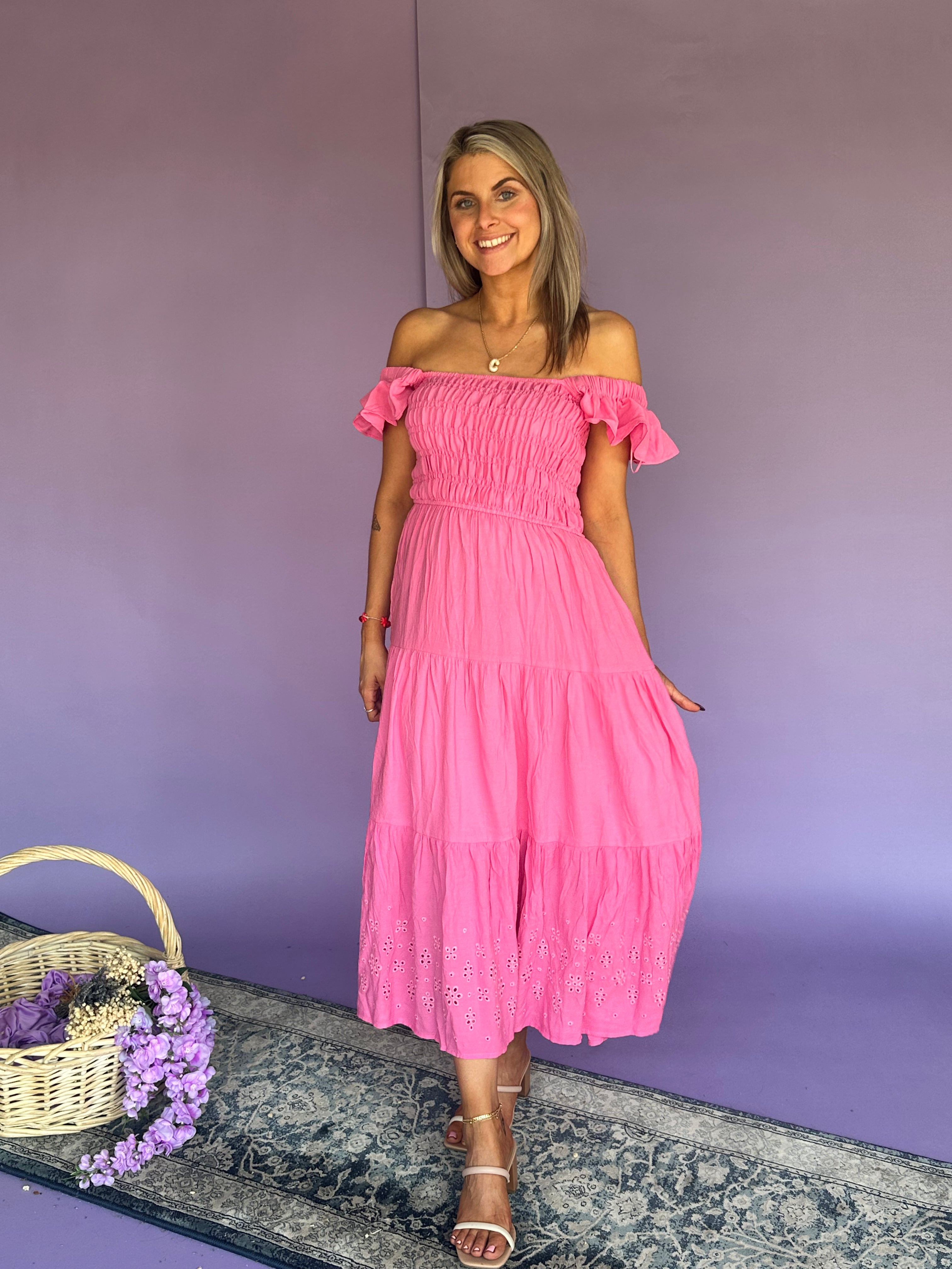 Brighter Side Tiered Maxi Dress - Raspberry (Pink)