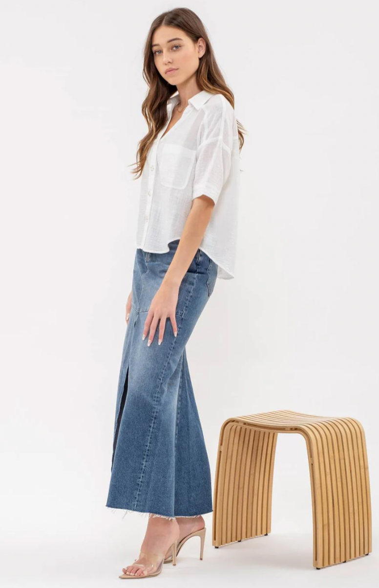 Breezy Chic Button Down- White