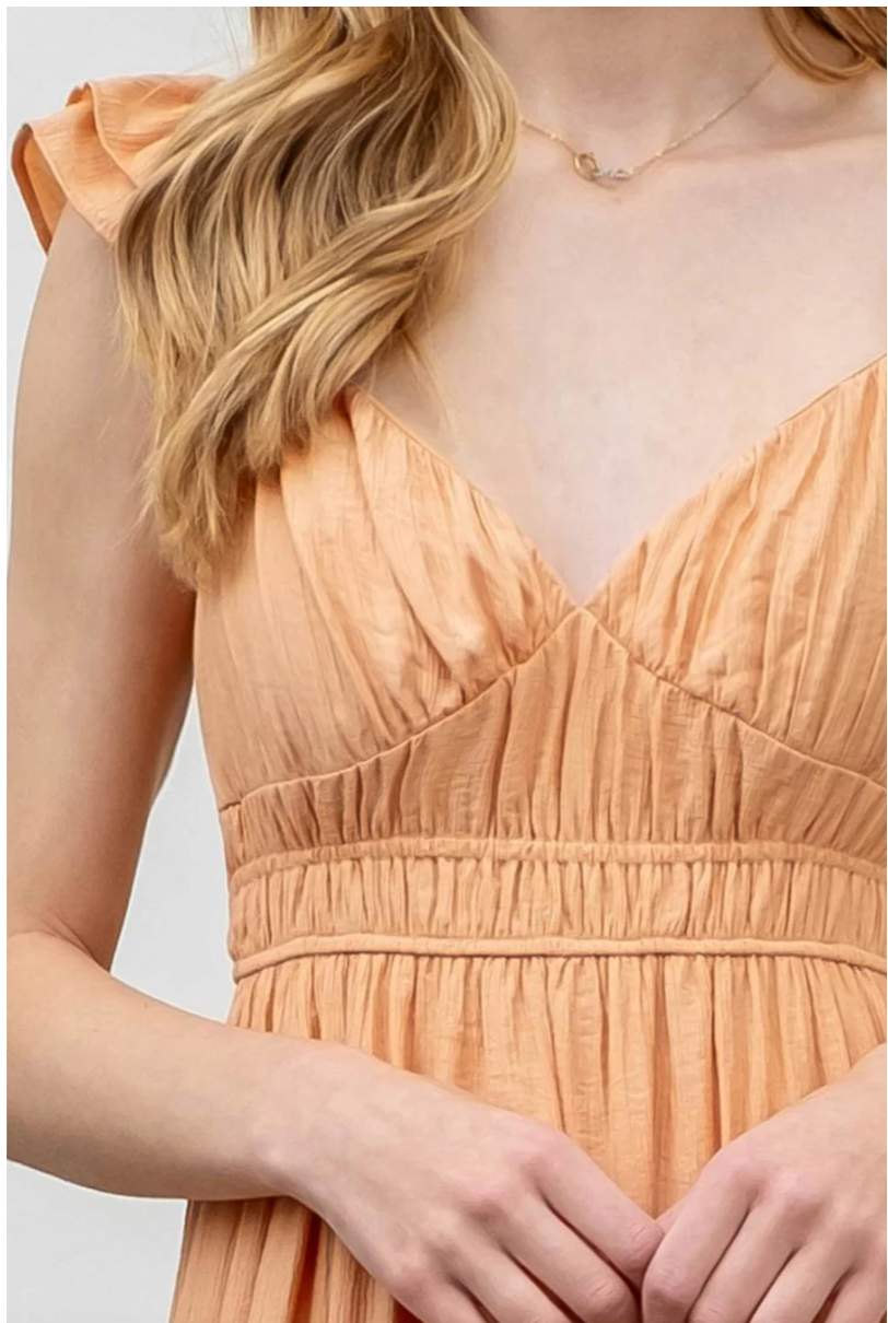 Sure Sweetheart Shirred Maxi Dress - Apricot