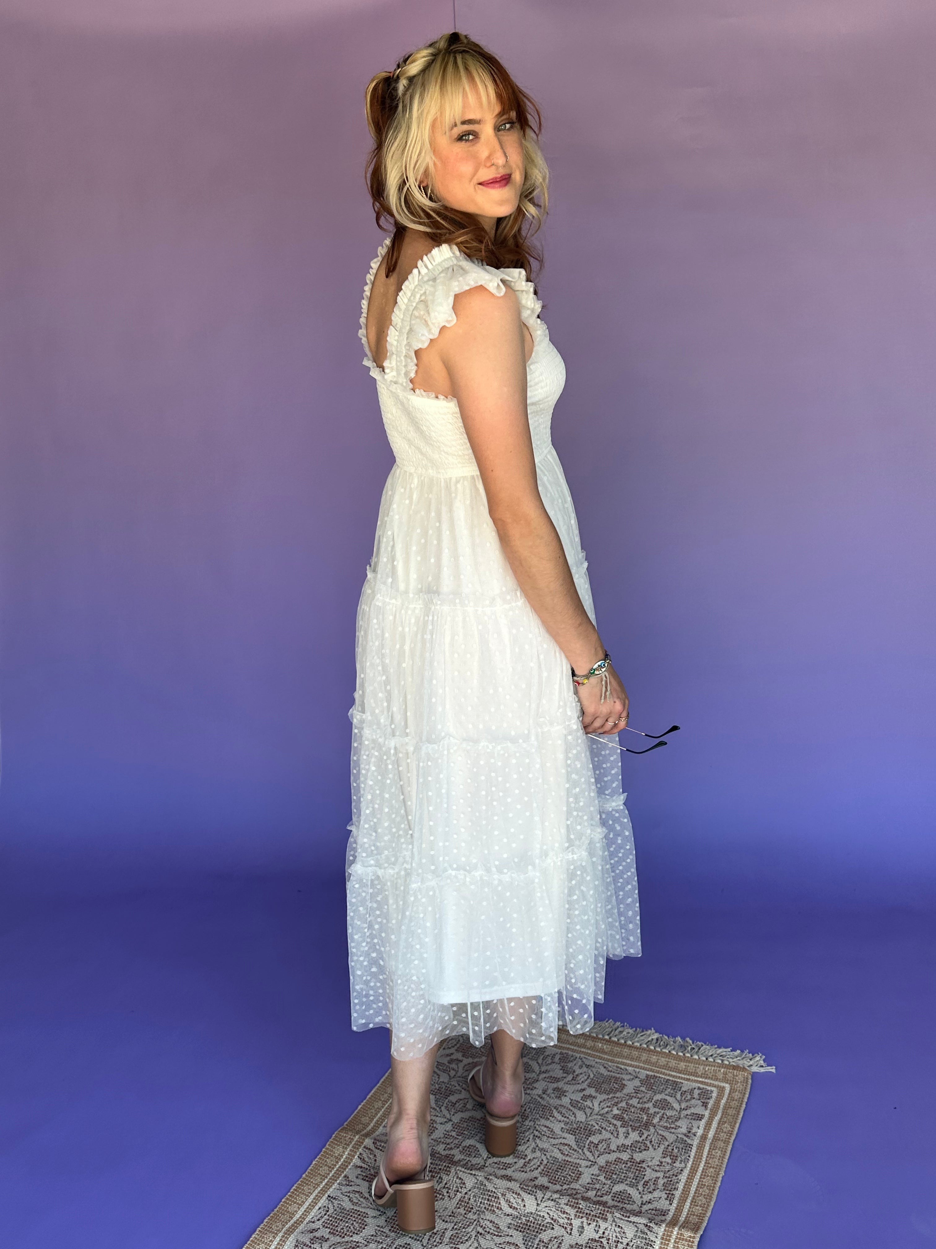 Italian Romance Polka Dot Sheer Maxi Dress