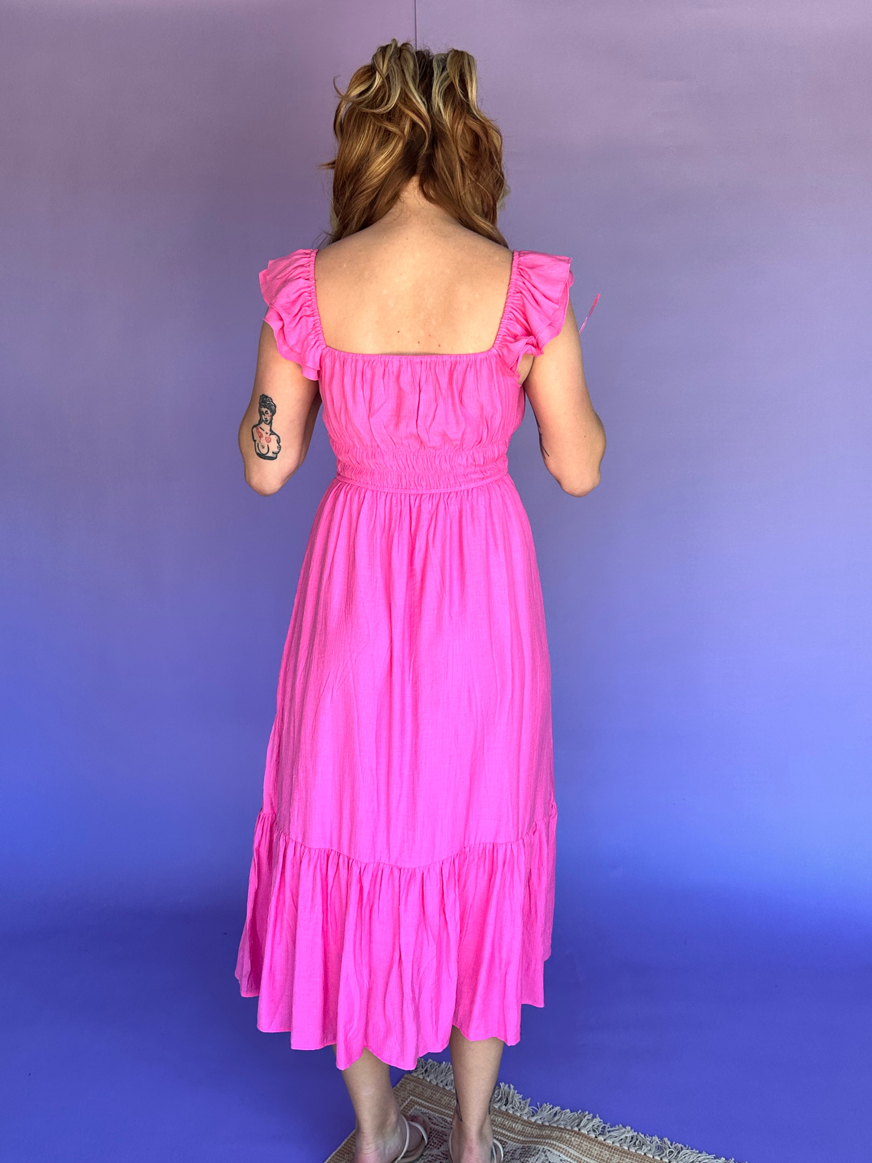 Sure Sweetheart Shirred Maxi Dress -Pink