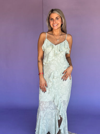Majestic Princess Ruffle Maxi Dress