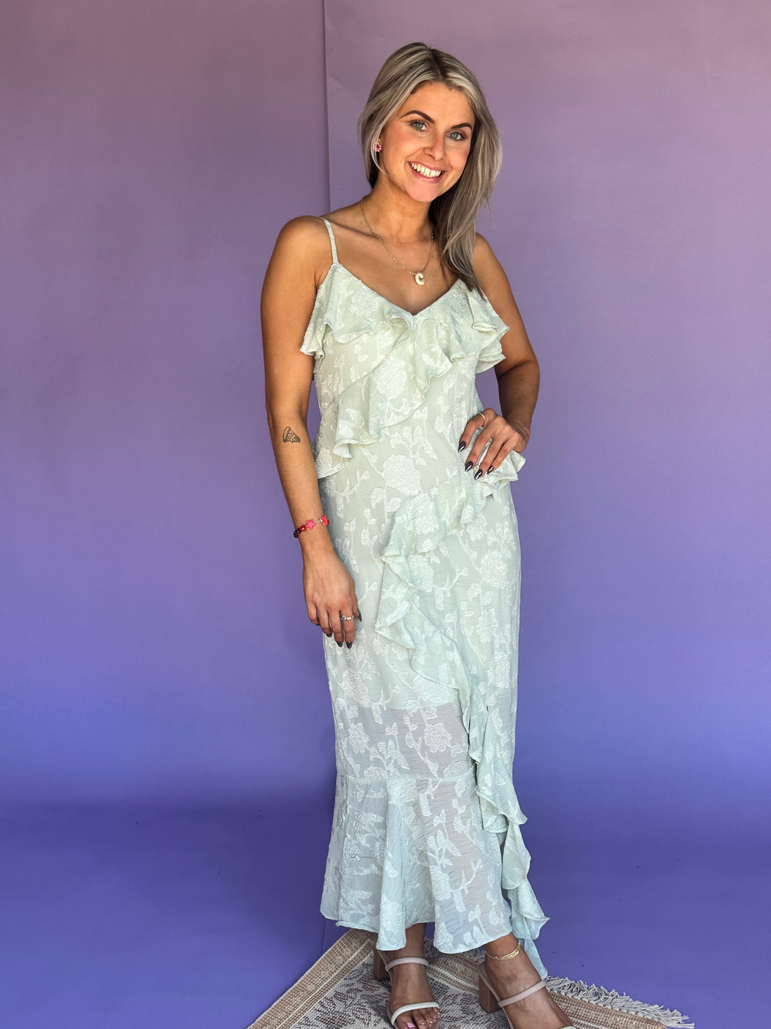 Majestic Princess Ruffle Maxi Dress