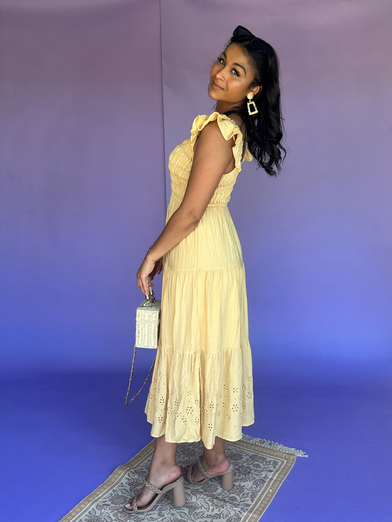 Brighter Side Tiered Maxi Dress - Sunny