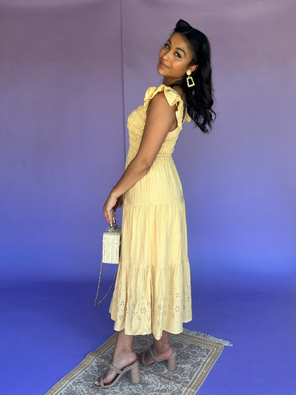 Brighter Side Tiered Maxi Dress - Sunny