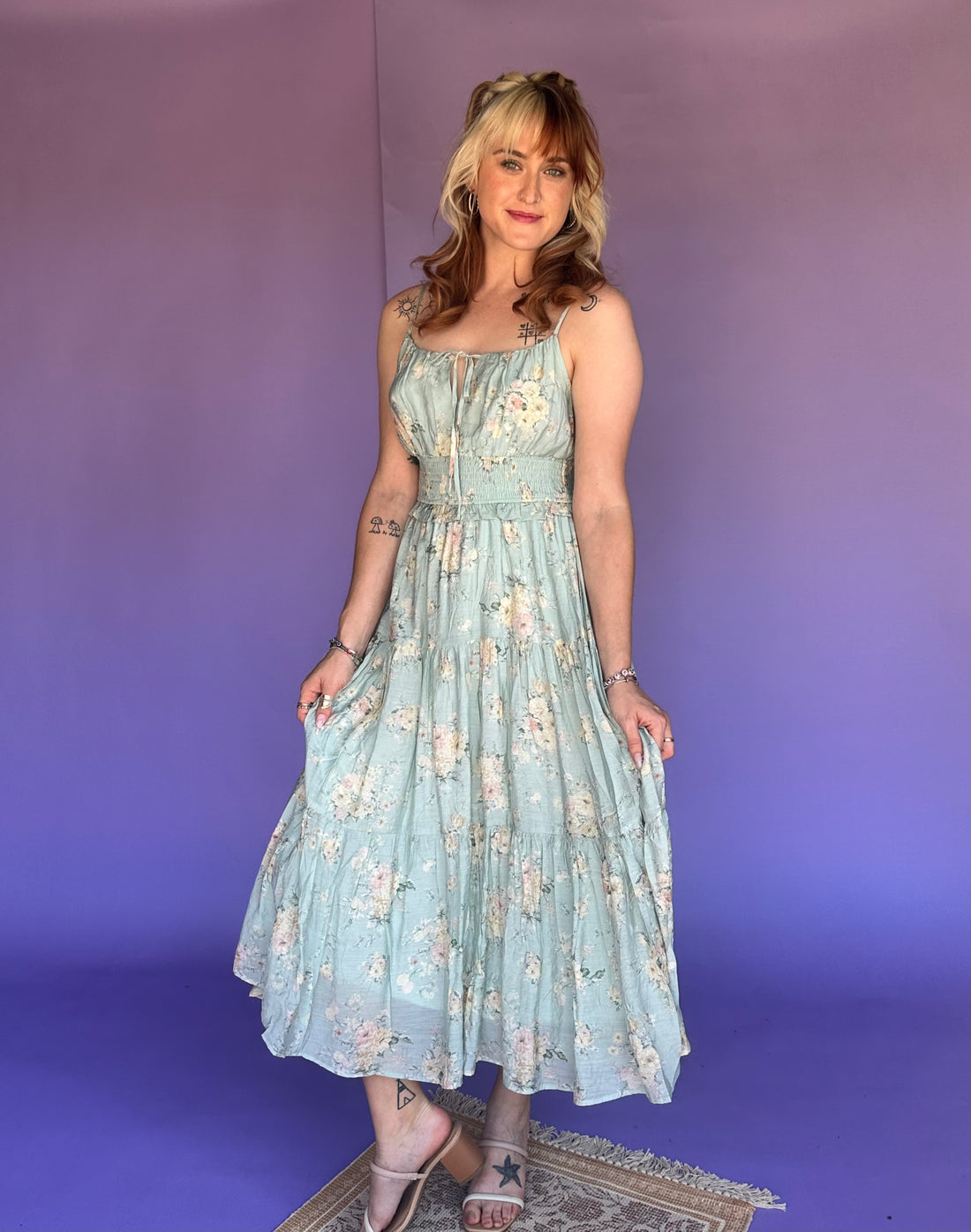 High Tea Floral Smocked Maxi Dress