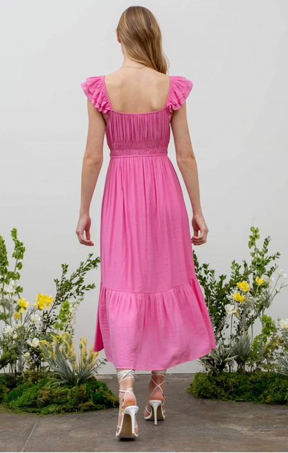Sure Sweetheart Shirred Maxi Dress -Pink